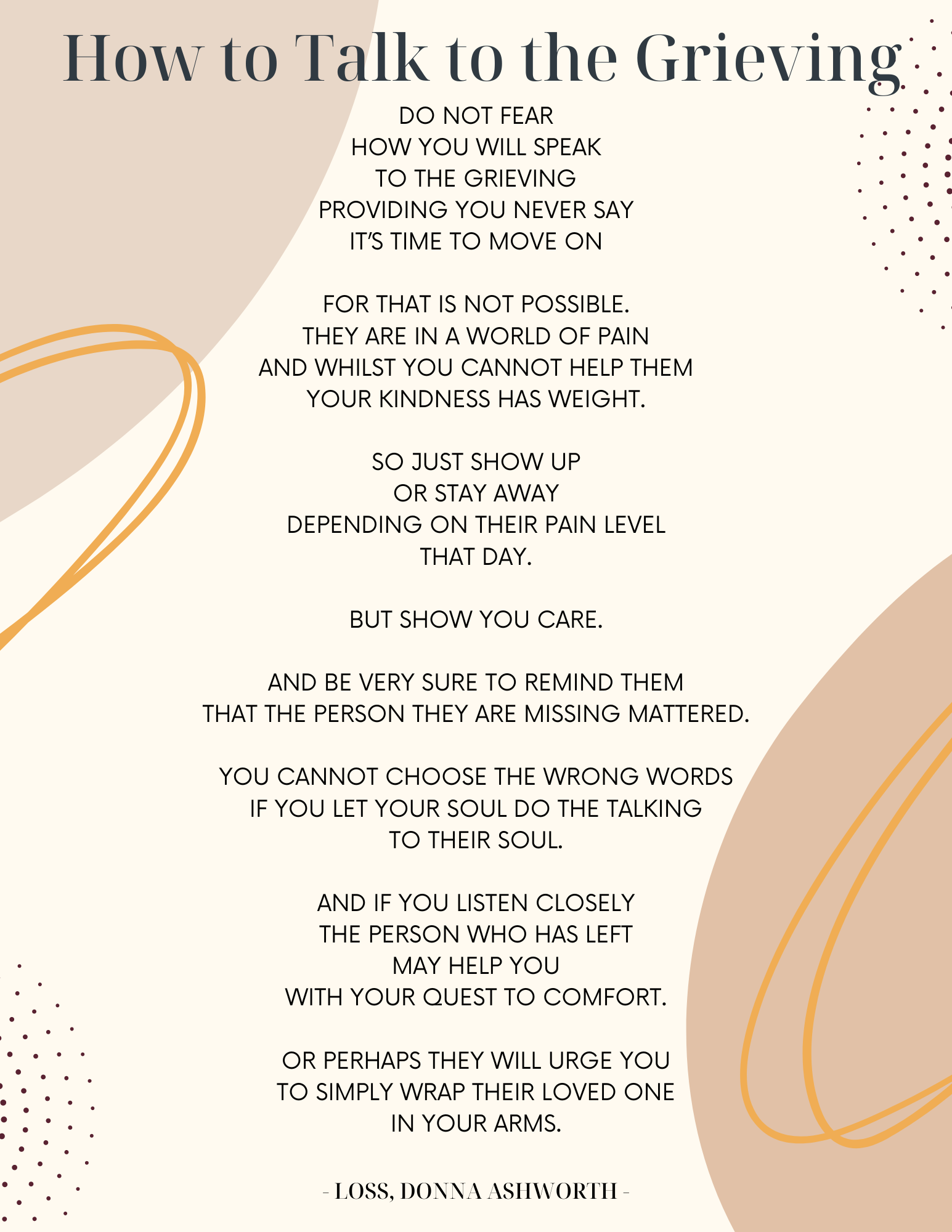 How to Talk to the Grieving - Poem